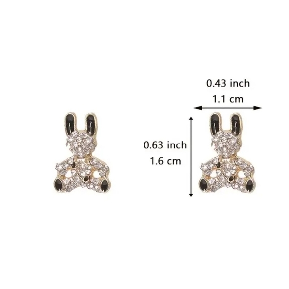 Bunny Rhinestone Earrings - Picture 3 of 3